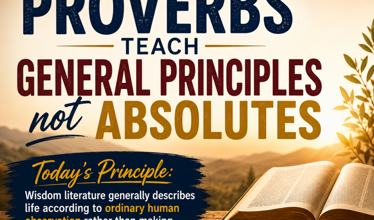 Proverbs Teach General Principles not absolutes
